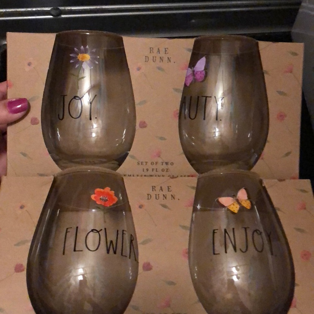 Rae Dunn stemless glasses